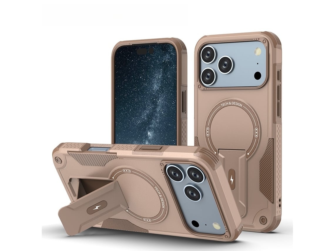 Capa Para Iphone 18 Pro Max, Resistente A Quedas E Impactos, Com Suporte Integrado Dourado Deserto Hibbent