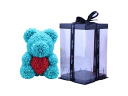 Boneco Tiffany Blue coração vermelho 25cm com caixa e flor artificial preservada LAXISCREED