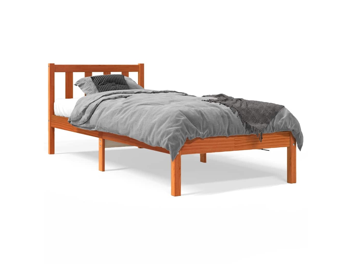 Cama Sem Colchão 100x200 Cm Pinho Maciço Castanho mel MAISON EXCLUSIVE