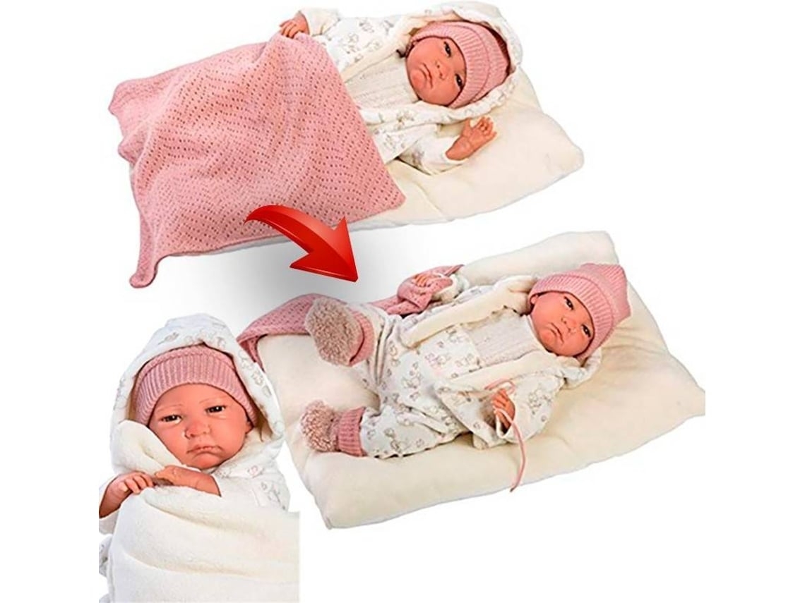 Boneca LLORENS Bebé Reborn c/ Gorro Rosa