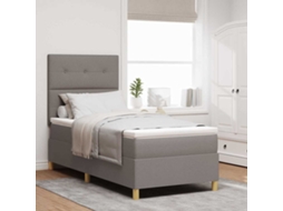 Vidaxl Cama Box Spring Led Cinzento-acastanhado 80 X 200 Cm Tecido