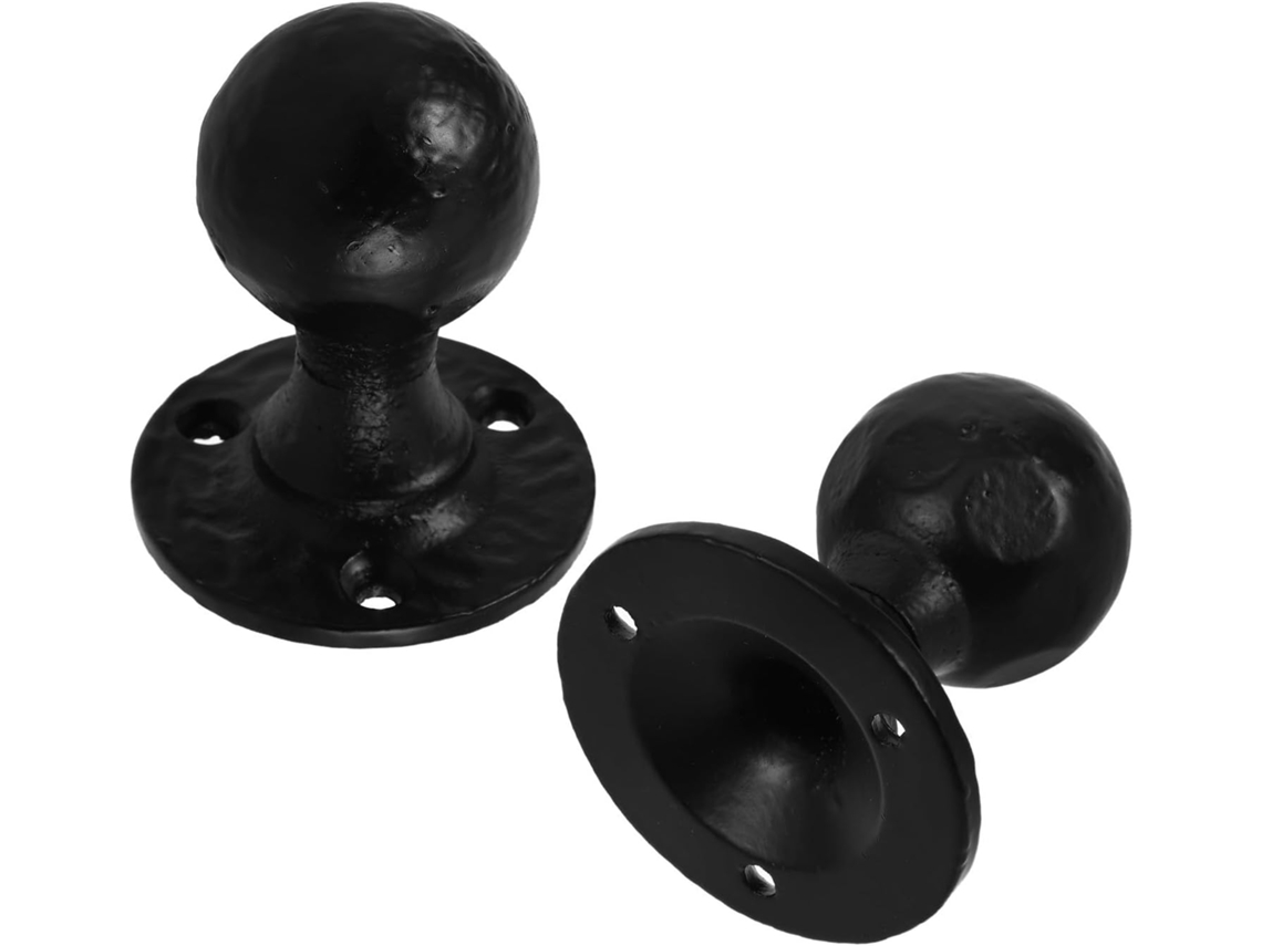 Conjunto De 2 Puxadores Redondos Ferro Fundido Preto Para Porta Celeiro, 8, 1x 6, 1cm 3, 2x 2, 4 Polegadas, Resistentes