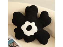 (preto E Branco) Almofada Lombar De Pelúcia Com Formato Especial De Flor