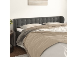 Cabeceira De Cama C/ Abas Veludo 163x23x78/88cm Cinzento Escuro Pangshiyuan
