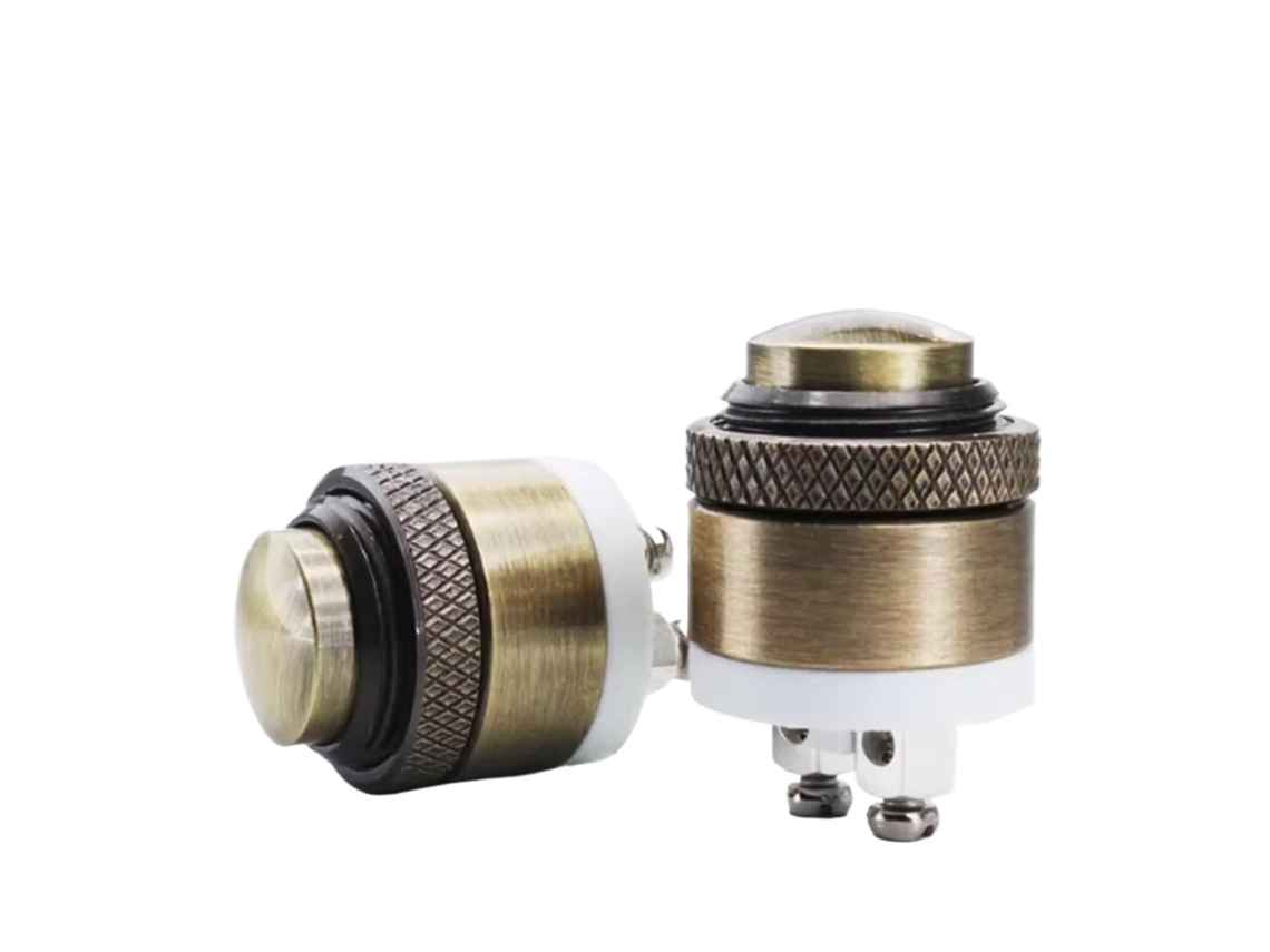Botão Campainha Momentâneo em Metal e Latão, 16mm, 1 Unidade