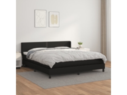 Vidaxl Cama Com Molas/colchão 180x200 Cm Couro Artificial Preto