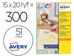 Etiqueta adesiva branca redonda removível AVERY para fotocopiadora de impressora jato de tinta a laser 51 mm
