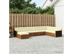 Vidaxl Conjunto De Sofás Para Exterior 8 Unid. Natural E Creme
