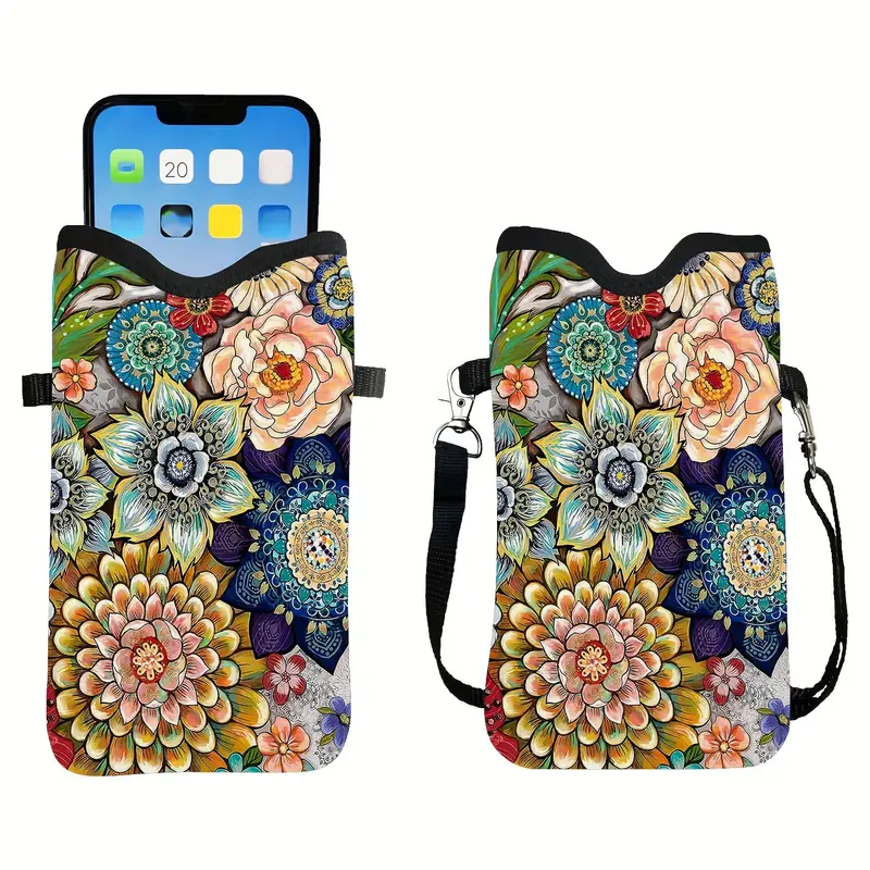 Capa De Celular Resistente A Choques Com Alça Ajustável Para Pescoço - Serve Em Vários Modelos, Estilo Casual, Poliéster Lavável À Máquina