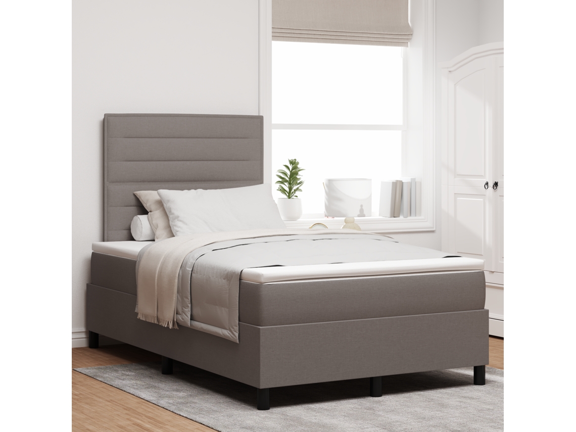 Cama Box Spring Com Colchão Taupe 120x200 Cm De Tecido