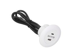 Porta de carregamento embutida redonda QC3.0 20W USB Type C para mesa sofá branco 12-30V
