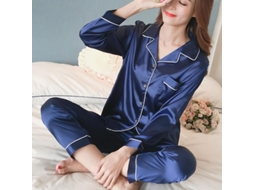 2026 pijama de Seda Satinado para Mulher com Mangas Longas Conjunto de Pijamas de Noite