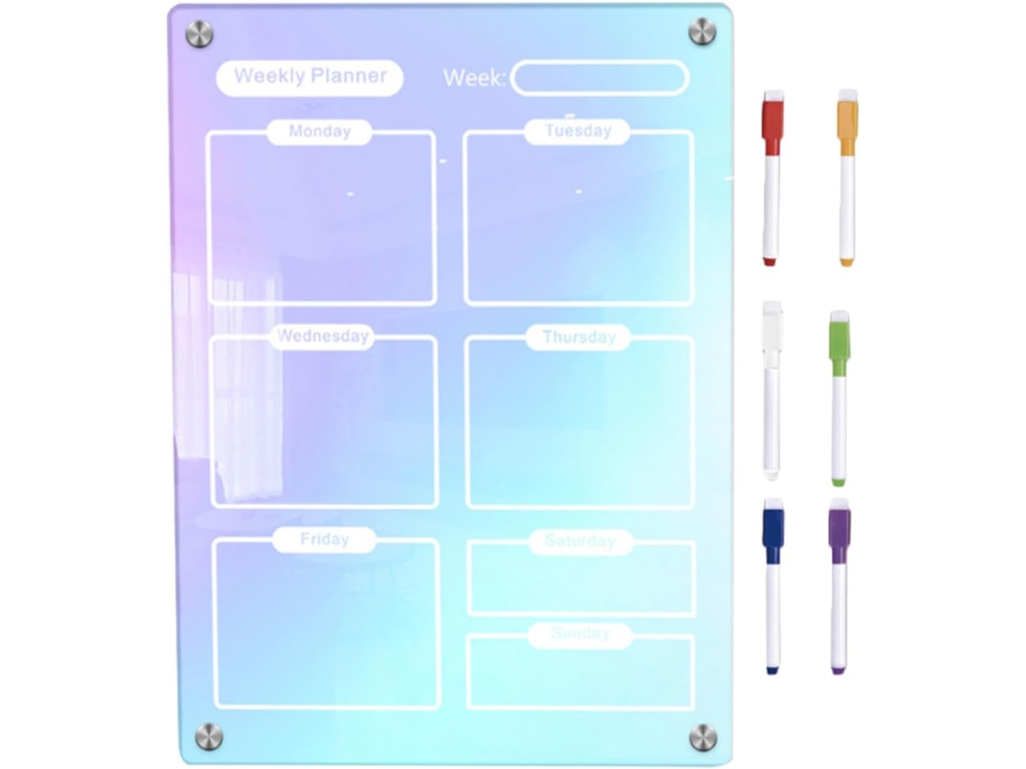 Tableau Blanc Magnético Para Refrigerador Effaçable À Sec Hebdomadaire Acrílico Planning Casa E Escritório