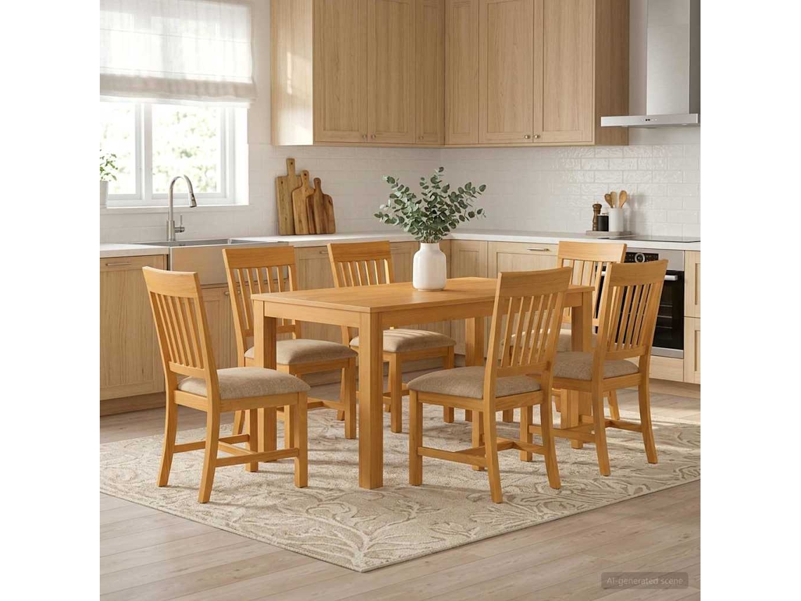 Vidaxl Conjunto De Sala De Jantar 7 Unid. Bege
