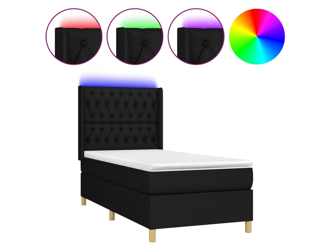 Box Spring Bed, Box Spring Beds Vidaxl Preto Tecido (100 X 200 Cm)