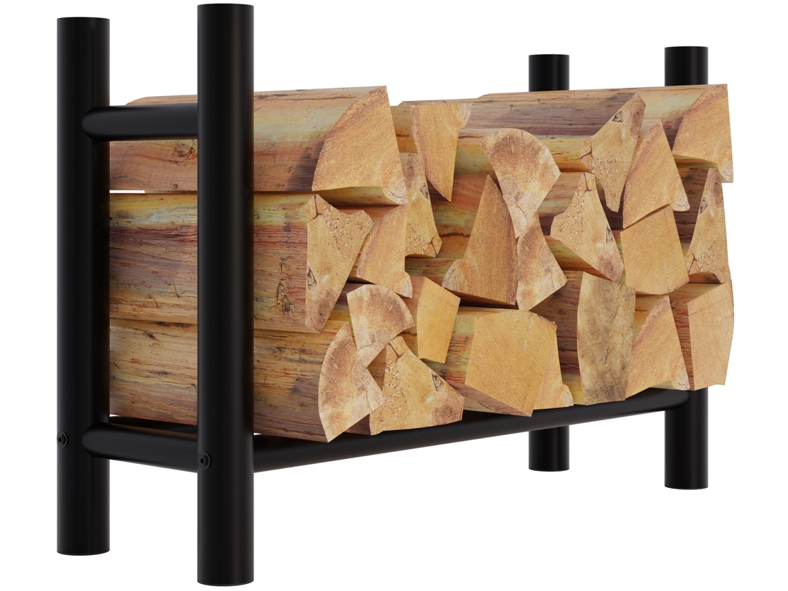 Suporte Para Lenha Preto Medya Redondo 30x80x60 Cm