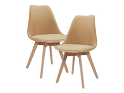Conjunto De 2 Cadeiras De Jantar Fläten Veludo Cotelê E Pernas De Faia 82x49x54cm Amarelo [EN.CASA]