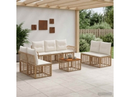 Vidaxl Conjunto De Sofás Para Exterior 8 Unid. Natural E Branco Creme
