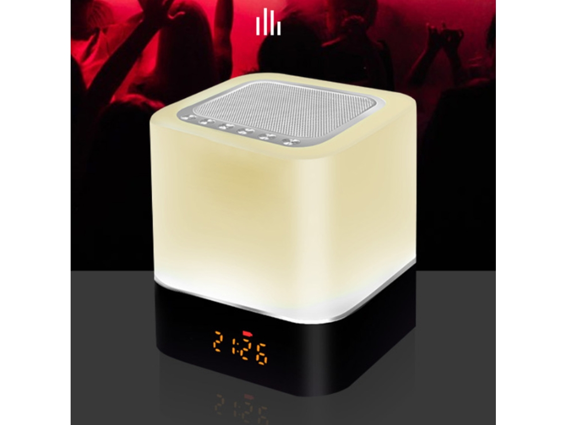 2026 lâmpada de Ambiente Multifuncional com Alto falante Bt Sem Fio, Luz Led Colorida, Relógio Despertador e Reprodução Usb/tf/aux