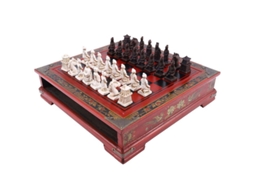 2026 xadrez Chinês Terracotta Retro de Madeira com Peças de Resina e Tabuleiro de Carving Premium Presente Natal Aniversário
