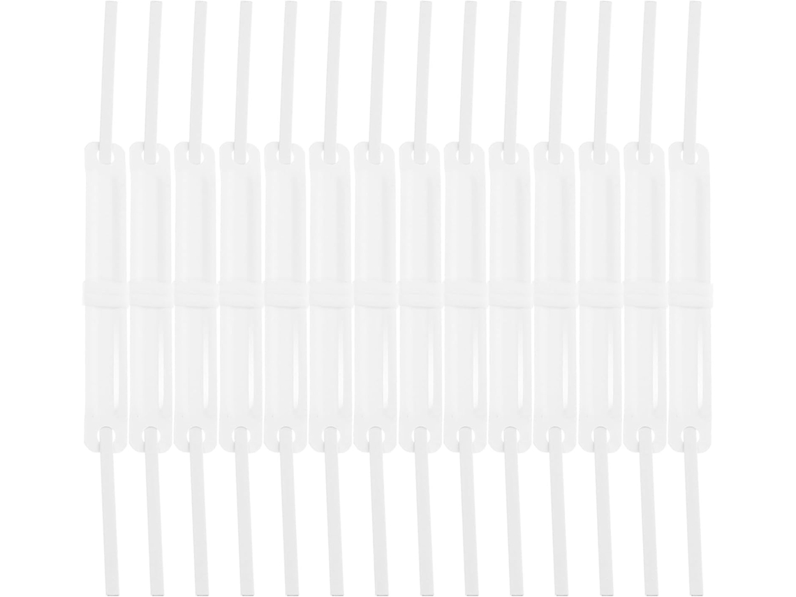 Clips de papel de plástico para documentos, 50 unidades, brancos, com 2 furos para artigos de papelaria e materiais escolares.