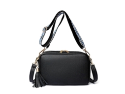 Bolsa Tiracolo De Couro Sintético Com Alça Ajustável, Casual, Transversal, Preta