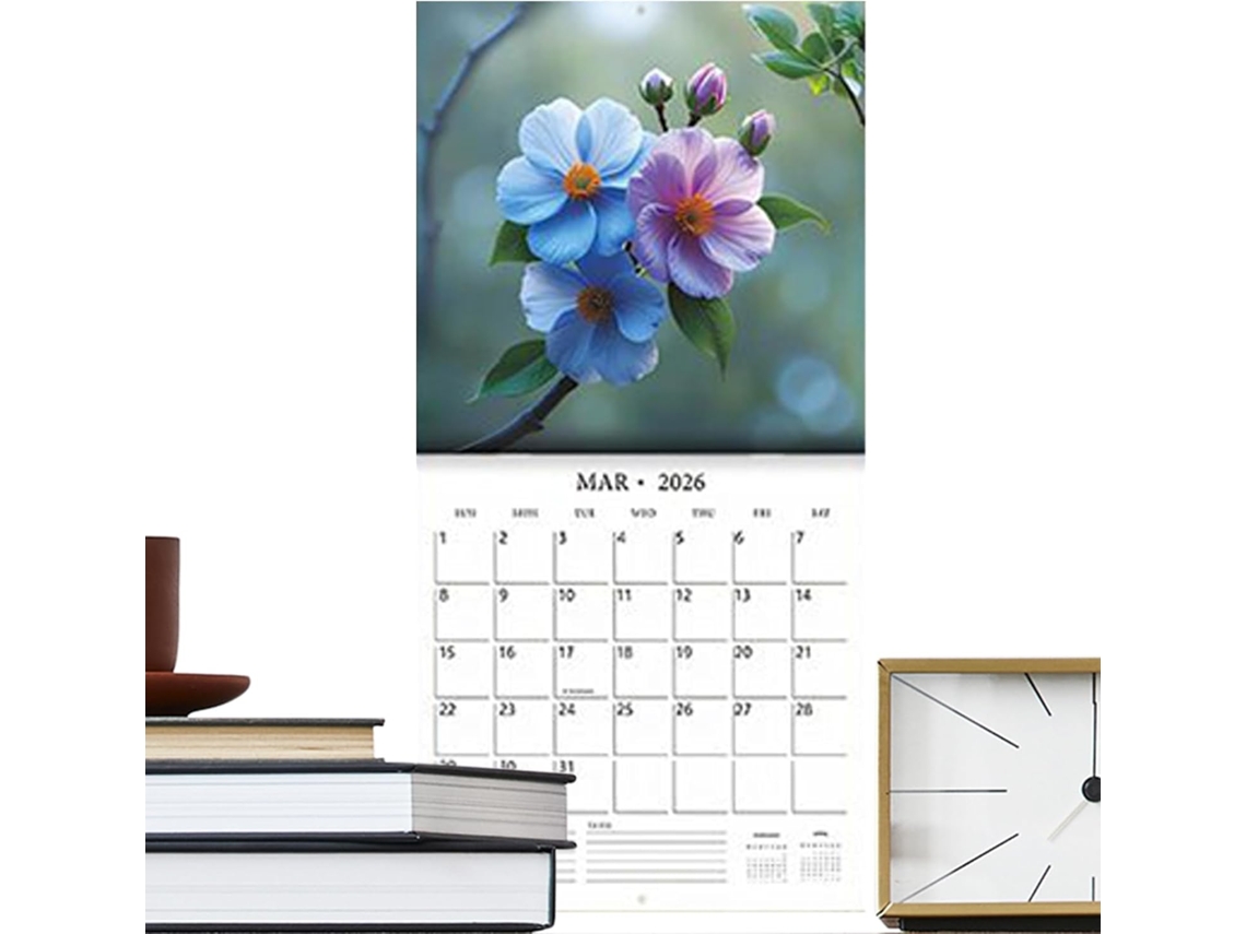 Calendário de Parede Mensal 2026, 30 Cm com Organizador Calendários Materiais e CHABERLU