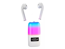 Auriculares Com Luz Led E Display Digital E Coluna Branco