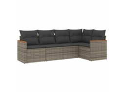 Conjunto de 5 Sofás de Jardim com Almofadões Vime Pe Cinzento MAISON EXCLUSIVE (5 pcs)