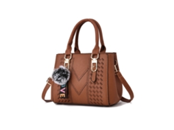 Bolsa Feminina de Grande Capacidade 2026, Bolsa de Ombro, Chaveiro com Pompom, Bolsa Pequena amarelo Terroso YUNZII
