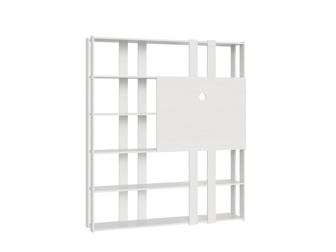 Estante Aberta Kato N Com Painel De Suporte De Tv Em Cinza Branco Itamoby