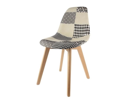 Cadeira patchwork escandinava - THE CONCEPT FACTORY - Altura 85 cm - Pernas de madeira - Assento de poliéster
