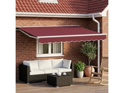 Vidaxl Toldo Retrátil Elétrico Bordô E Branco 3,5 X 2,5 M