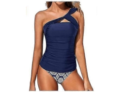 Maiô Tankini Feminino De Tecido De Alta Qualidade, Leve, Respirável, Elástico E Durável, Ideal Para Férias Tropicais, Praia, Natação E Mais Navy B
