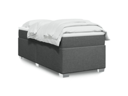 Vidaxl Cama Com Molas/colchão 90x190 Cm Tecido Cinza-escuro