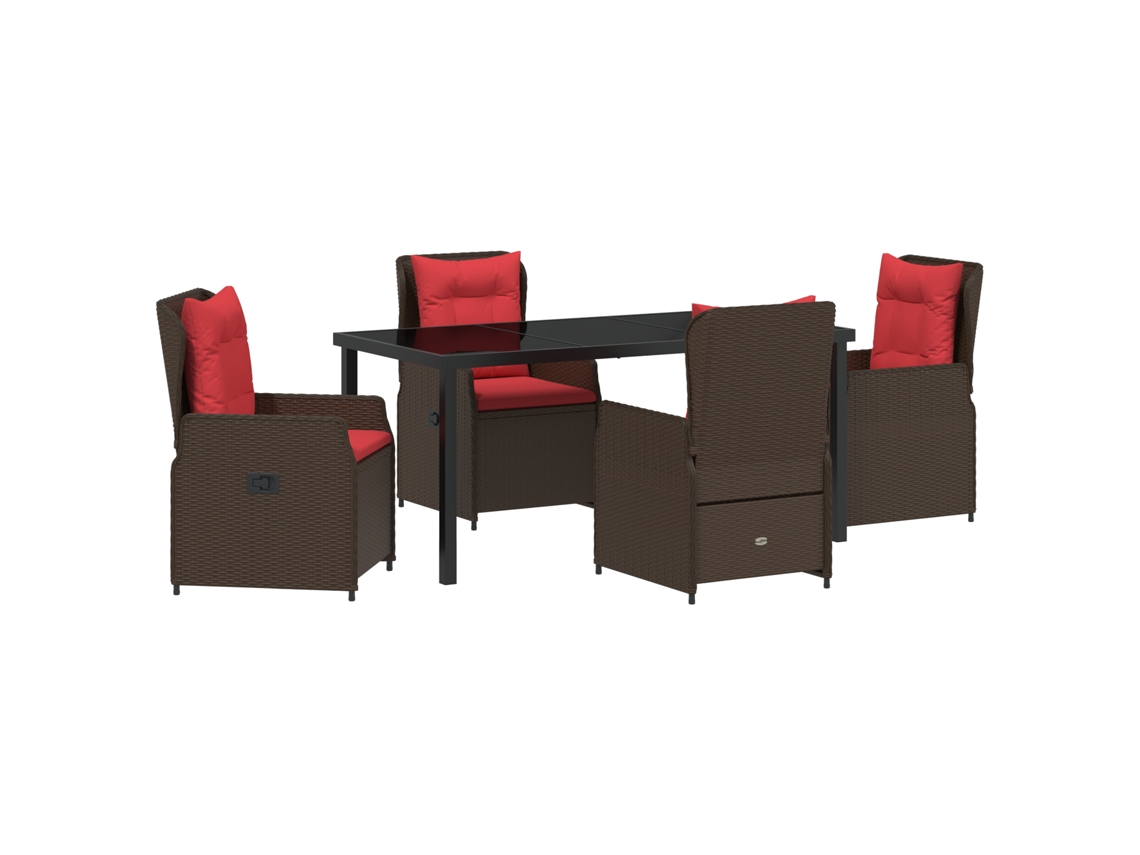 Conjunto 5 De Jantar De Jardim Vidaxl Rattan Poly Marrom
