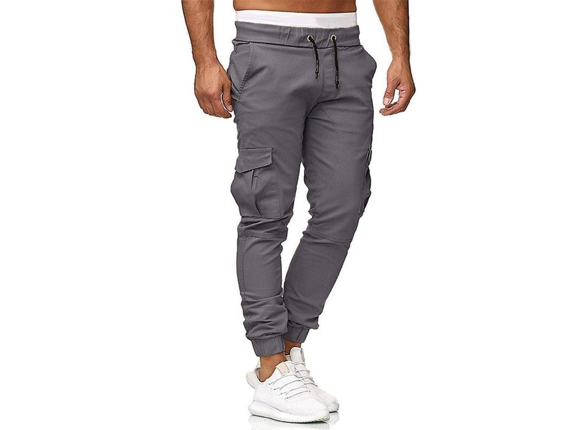 2026 pantalones Cargo Hombre Con Cordón Slim Fit para Trabalho e Esporte com Bolsos e Punhos Largos Wjc 3xl Gris