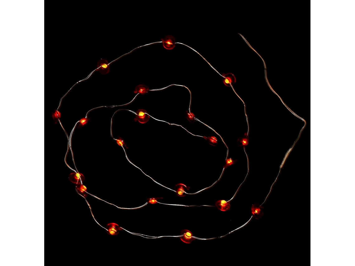 Cordão De Luzes Led Em Formato Abóbora, Laranja, Com 20 Leds.