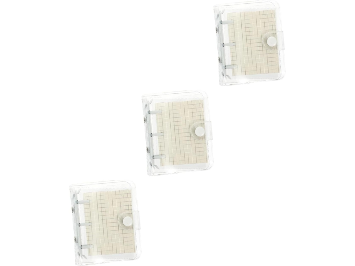 Conjunto De 3 Mini Cadernos Com Capa Transparente, Adoráveis Cadernos Com Argolas, Multifuncionais P Gokoco