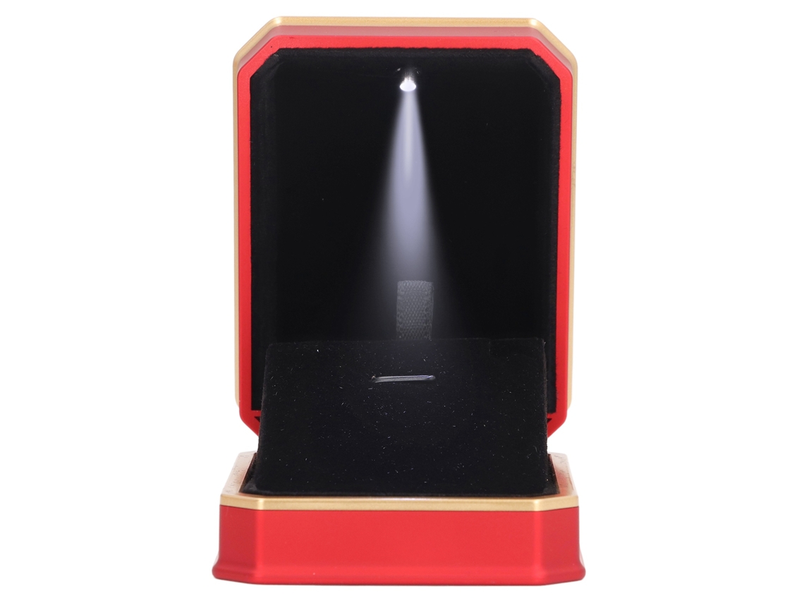 Caixa De Presente Colar Com Veludo Vermelho Led Fosco