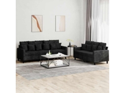 Vidaxl 2 Pcs Conjunto De Sofás Com Almofadões Veludo Preto