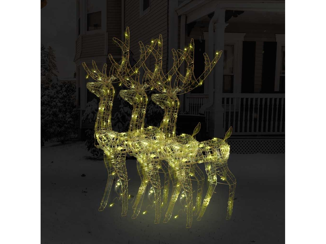 Vidaxl Renas Decorativas De Natal 3 Pcs 128 Cm Acrílico Branco Quente