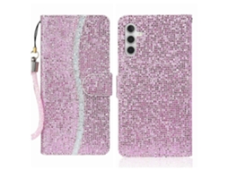 Capa De Couro Dobrável Com Glitter Para Samsung Galaxy A24 4g
