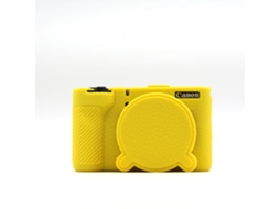 Capa Protetora Silicone HEXINYIGJLY para Canon Powershot V1antirriscos, Acesso Tripé, Tampa de Lente Amarelo