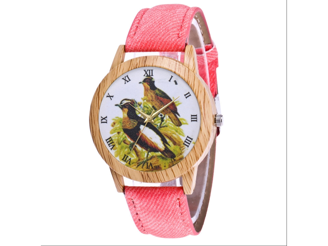 Relógio de pulso unissex Zhoulianfa Quartz, estampa Animal Fashion rosa