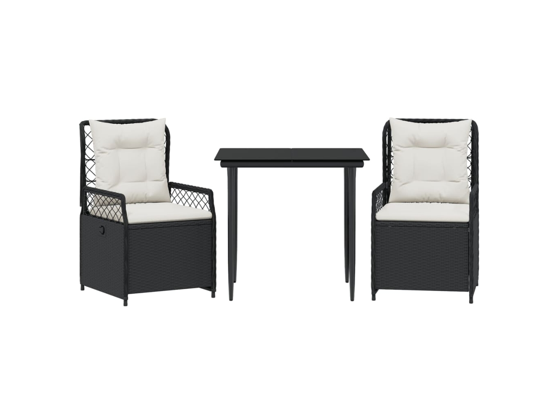 Garden Dining Set, Garden Dining Sets Vidaxl Preto Rattan / Vime (80 X 80 X 74 Cm)