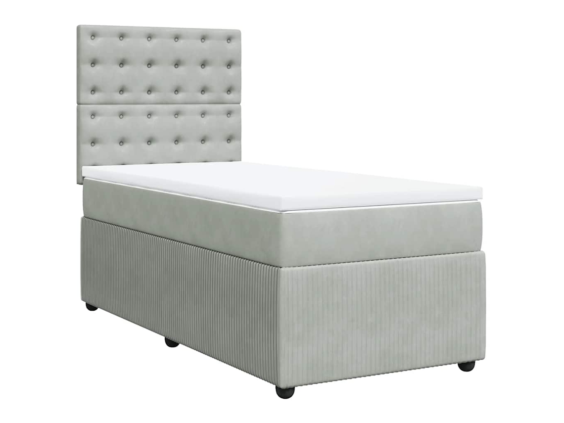 Cama com Molas/colchão 100x200 Cm Veludo Cinza claro MAISON EXCLUSIVE