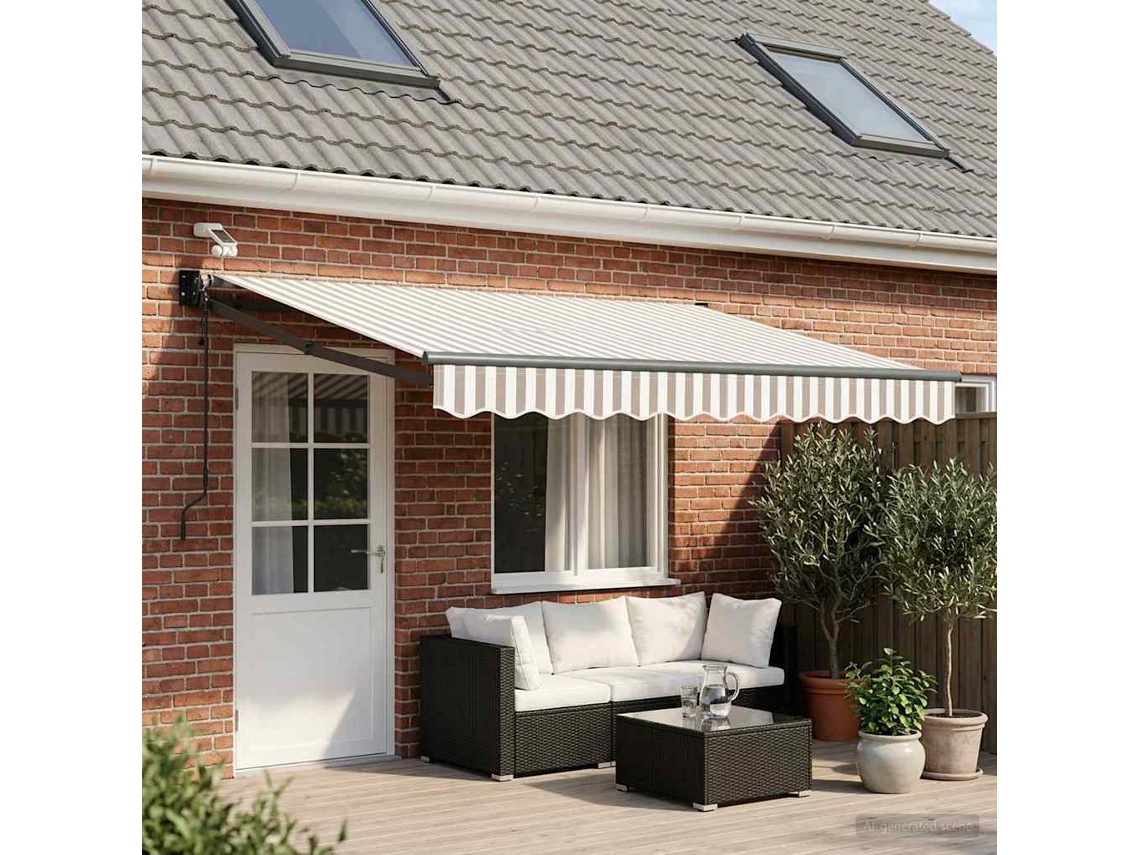 Vidaxl Toldo Retrátil Elétrico Cinza Claro E Branco
