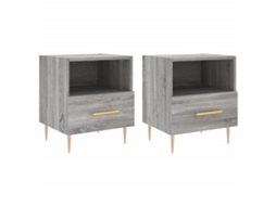 Bedside Cabinet, Bedside Cabinets Vidaxl Cinzeto Madeira Processada (n/a)