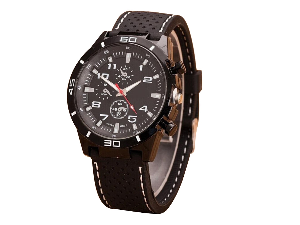 Reloj Hombre De Moda Correa De Silicona Dial Redondo Analógico De Cuarzo (blanco)
